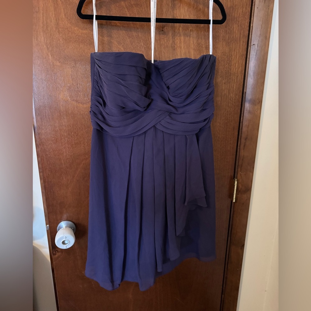 David’s bridal Short Crinkle Chiffon Dress with Front Cascade size 16